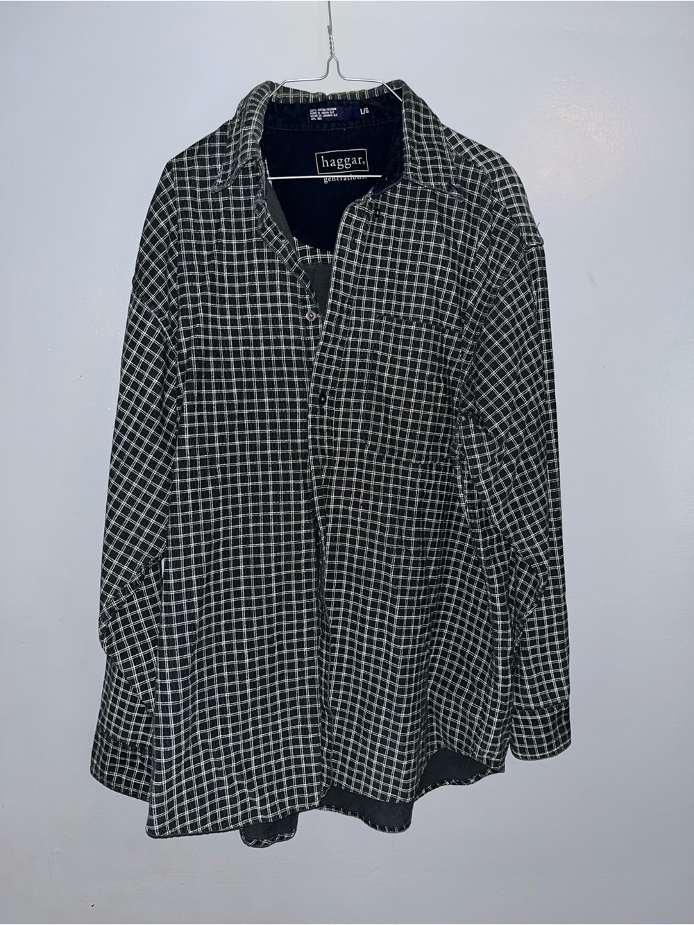 Haggar Black & White Plaid Lightweight Shirt Jacket